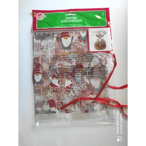 Christmas Gift Bags Set 2 With Tags Ribbon & Base Holiday Treat Bags For Giftin - Picture 4 of 13
